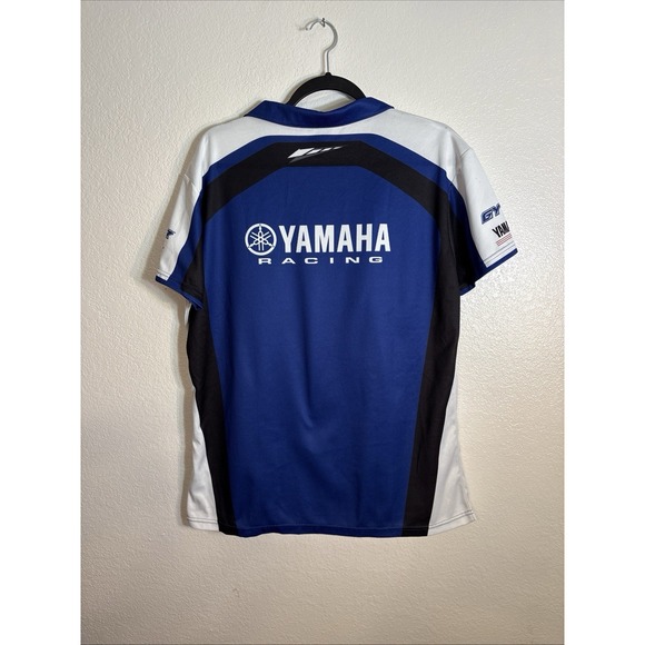Yamaha Racing Button Shirt Women's Size XL Tuning Forks Yamalube GYTR Blue